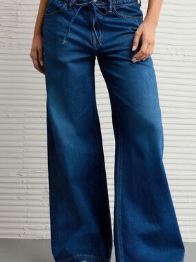 American Eagle Outfitters Wide-Leg Jeans in Deep Blue